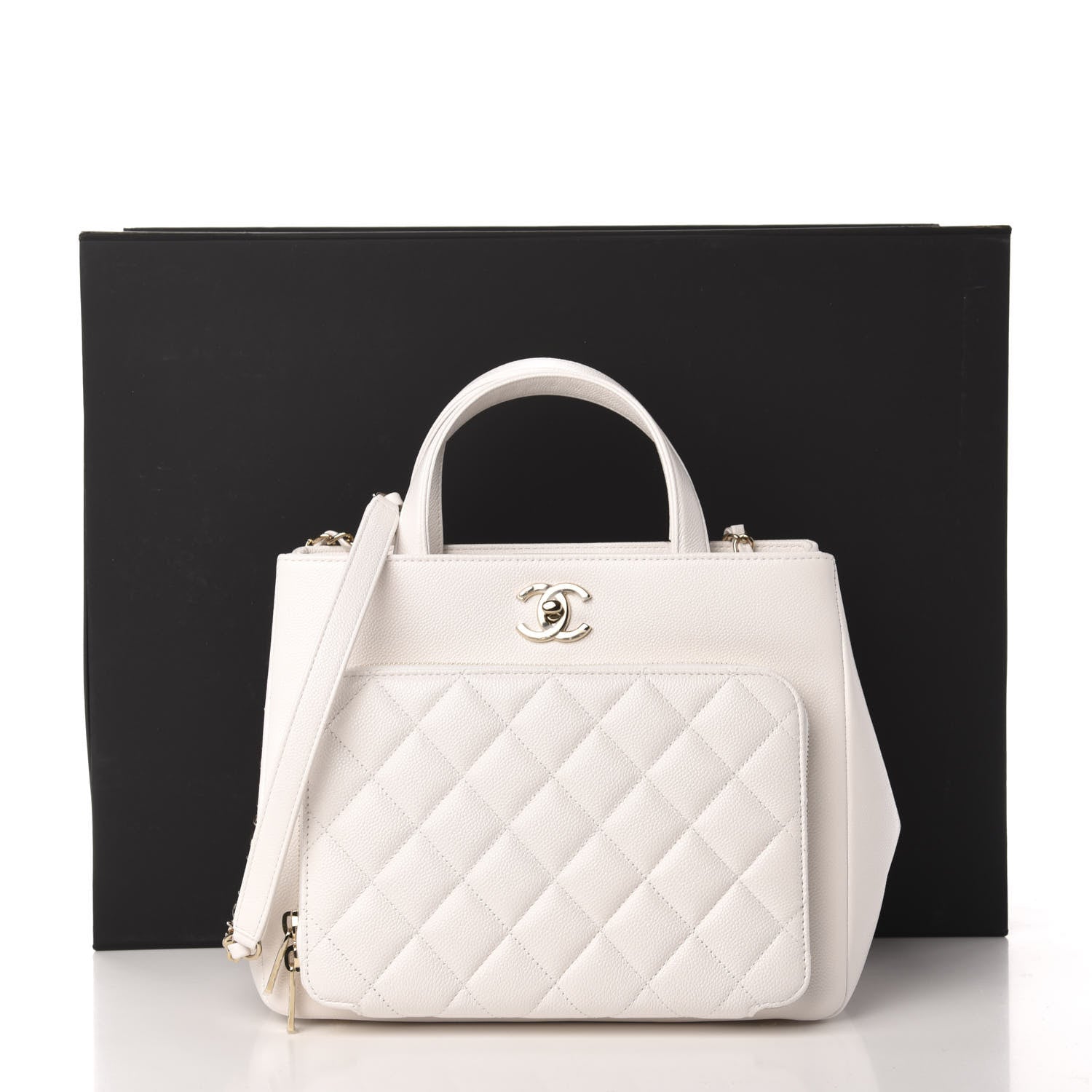 Chanel Caviar Quilted Small Business Affinity Shopping Bag White 11 of 11