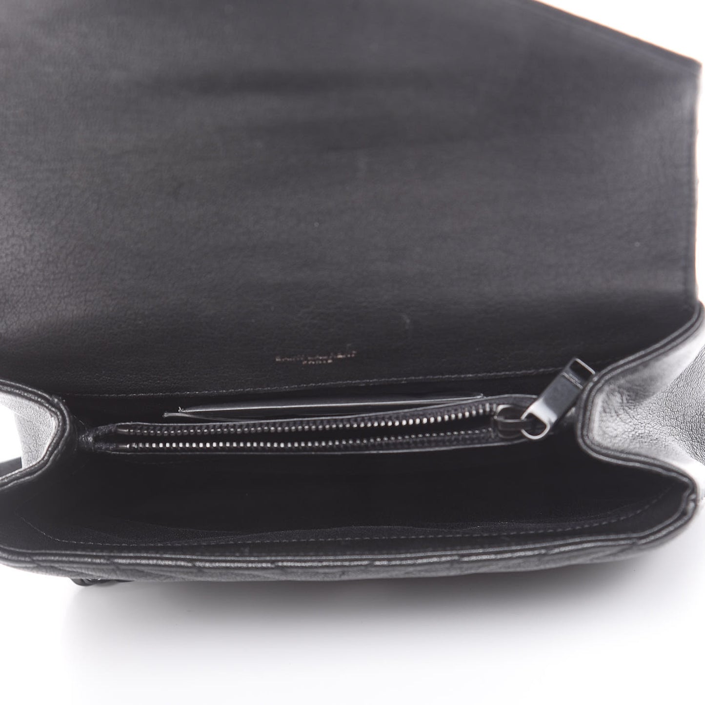 Sheepskin Matelasse Chevron Monogram Monochrome Medium College Bag Black