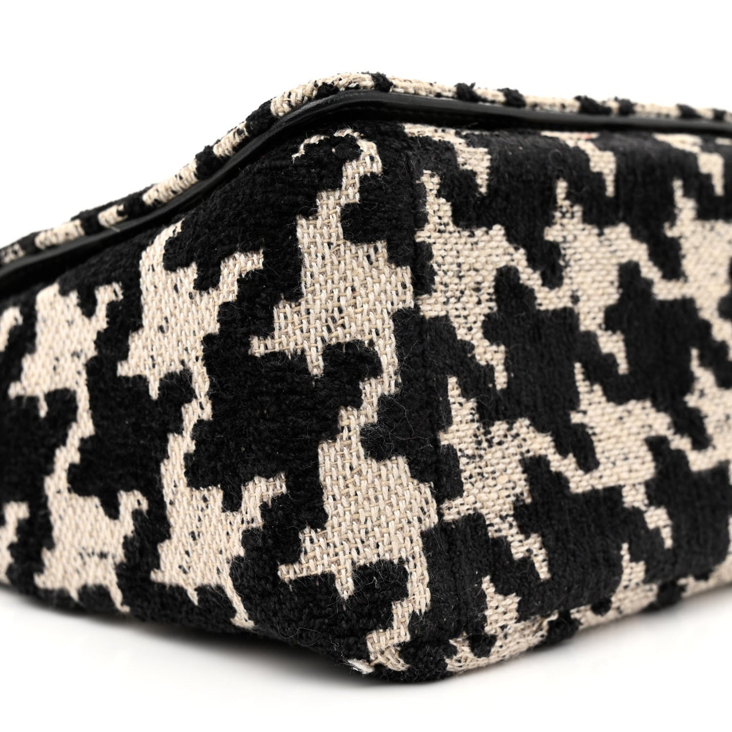 Technical Canvas Macro Houndstooth Medium Caro Bag Black White