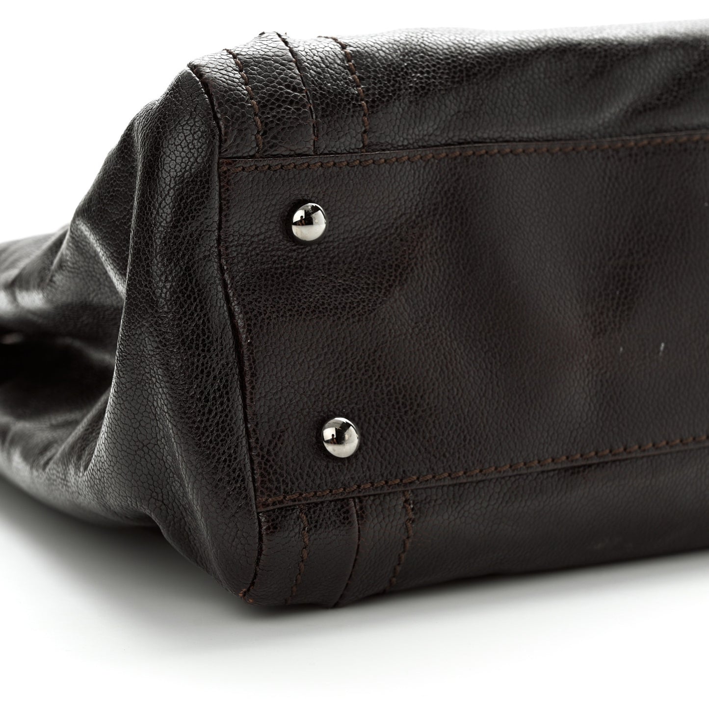 Glazed Caviar Modern Chain Tote Brown