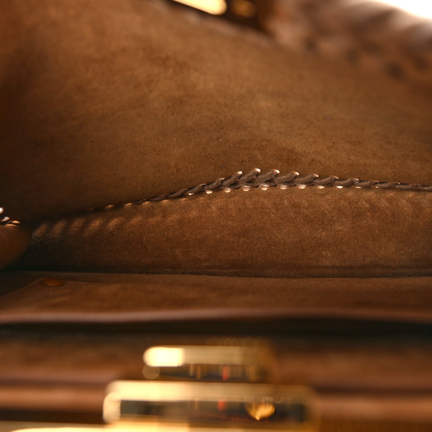 Fendi Flannel Woven Medium Peekaboo I SEE U Satchel Brown 5 of 9