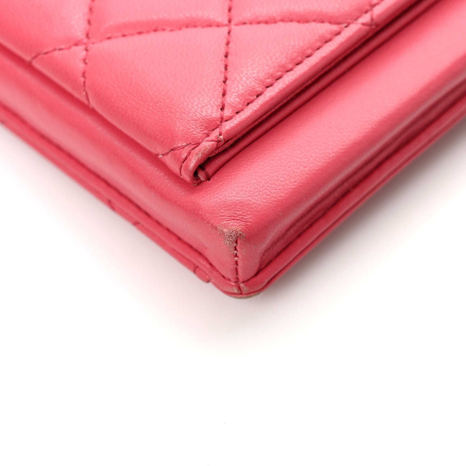 Chanel Lambskin Quilted Phone Chain Clutch Bag Pink 9 of 10