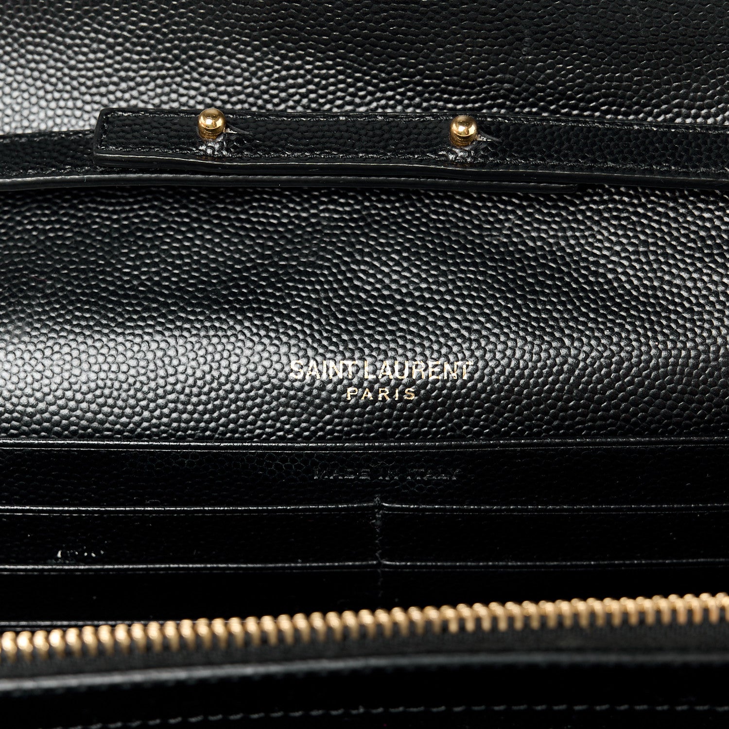 Saint Laurent Grain De Poudre Matelasse Chevron Monogram Chain Wallet Black 6 of 10