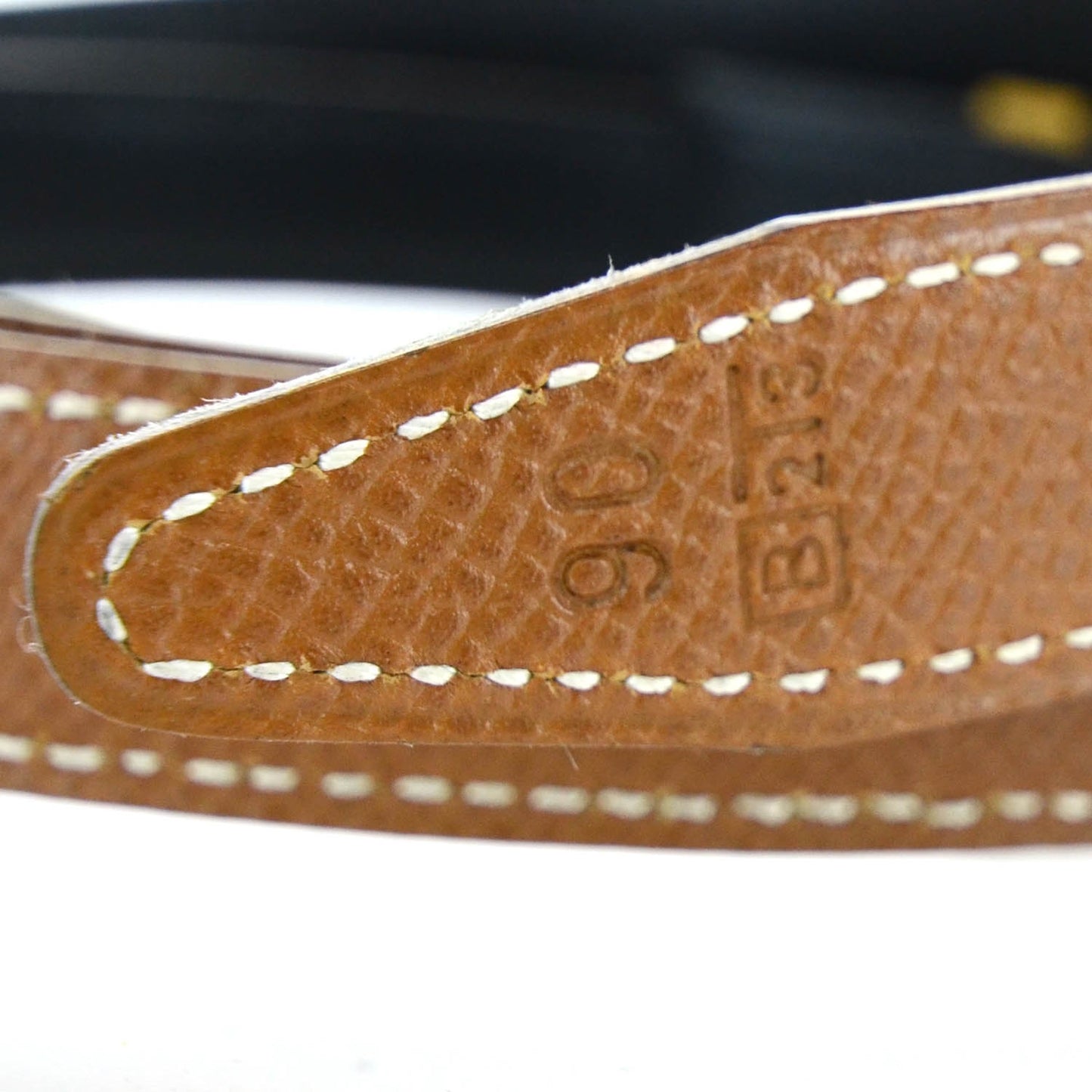 Leather Reversible H Belt 90 Black Gold