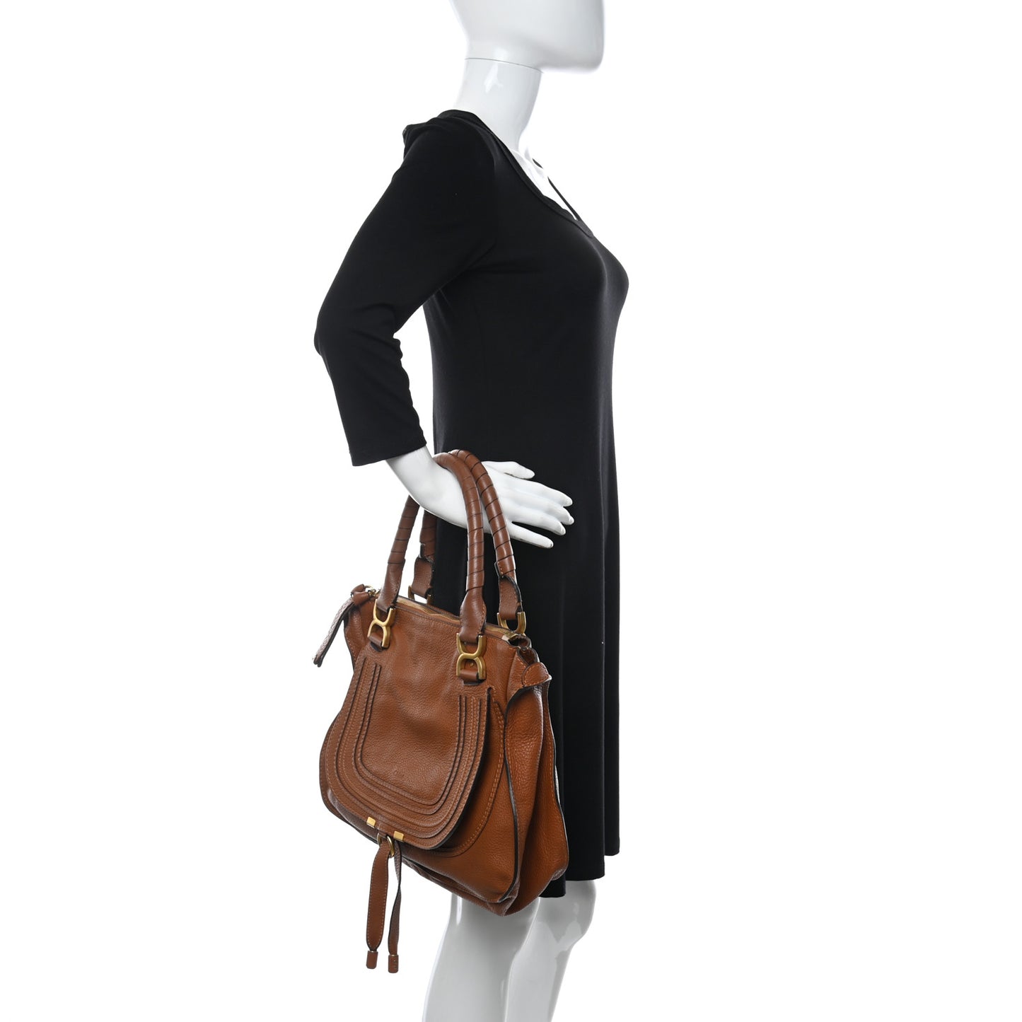 Calfskin Medium Marcie Satchel Tan