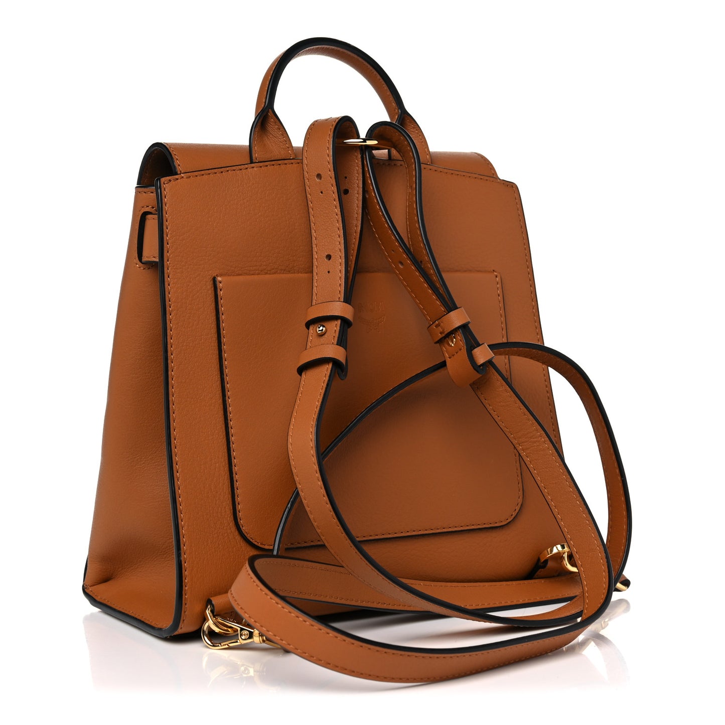 Calfskin Essential Visetos Small Backpack Cognac