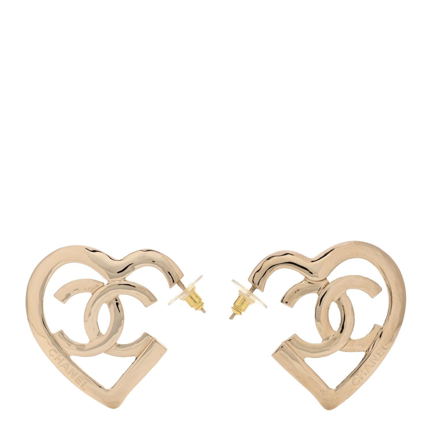 Chanel Metal CC Heart Coco In Love Hoop Earrings Gold 1311338 ...