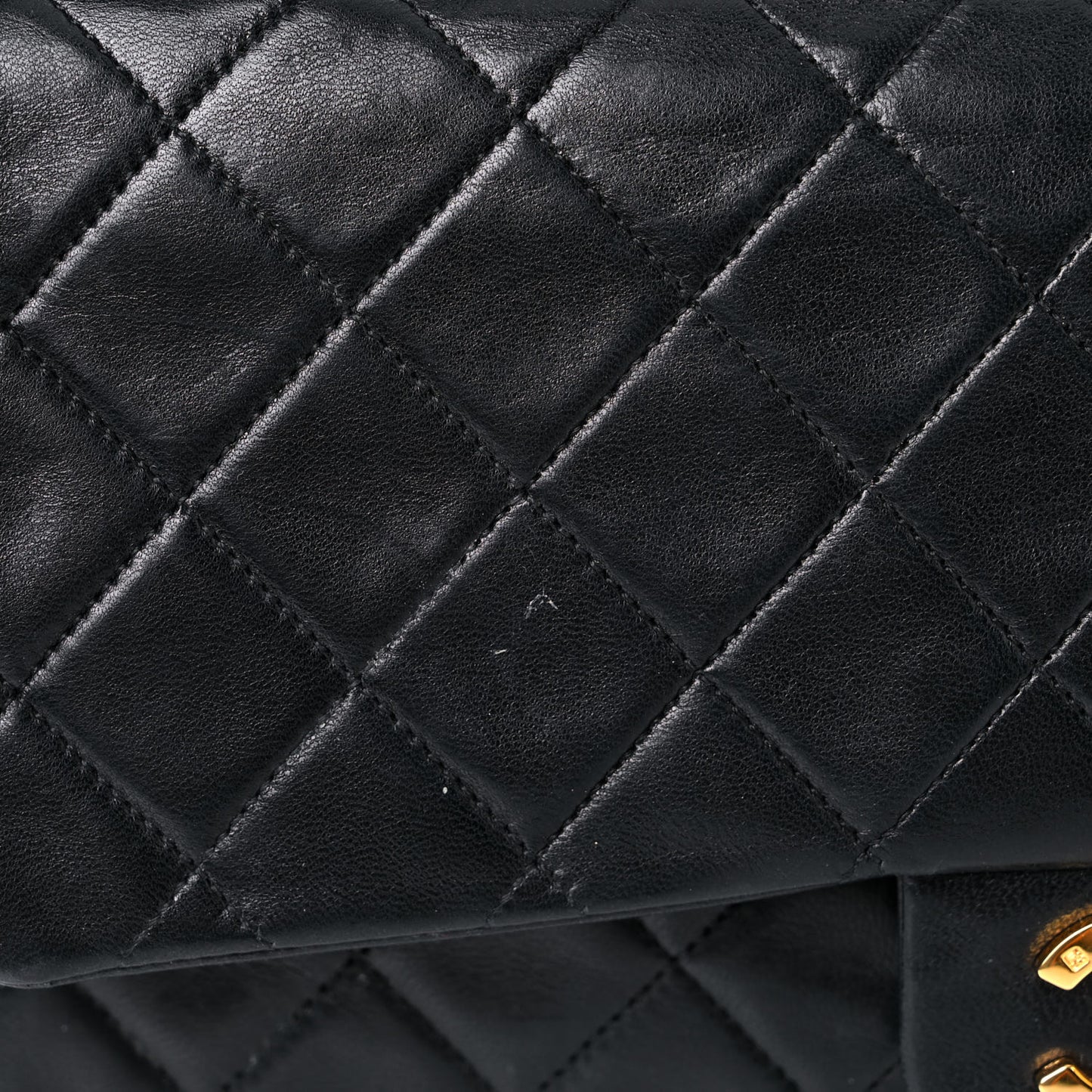 Lambskin Quilted Small Double Flap Black