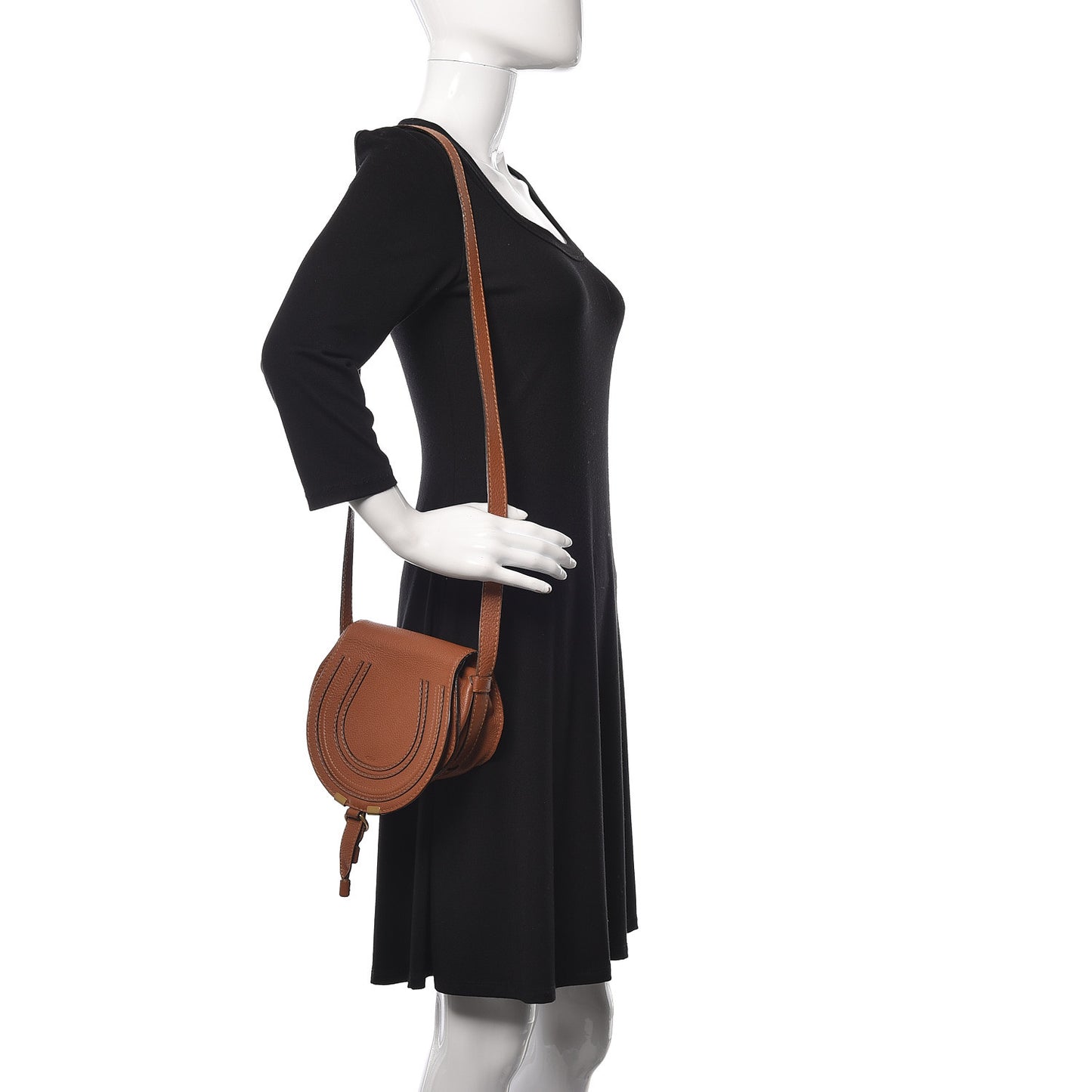 Calfskin Mini Marcie Round Crossbody Bag Tan