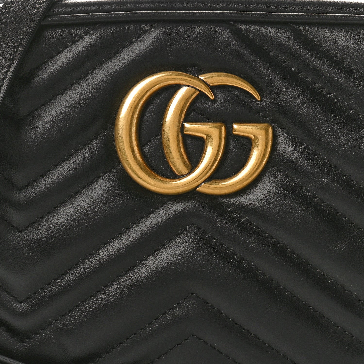 Gucci Calfskin Matelasse Small GG Marmont Chain Shoulder Bag Black 8 of 10