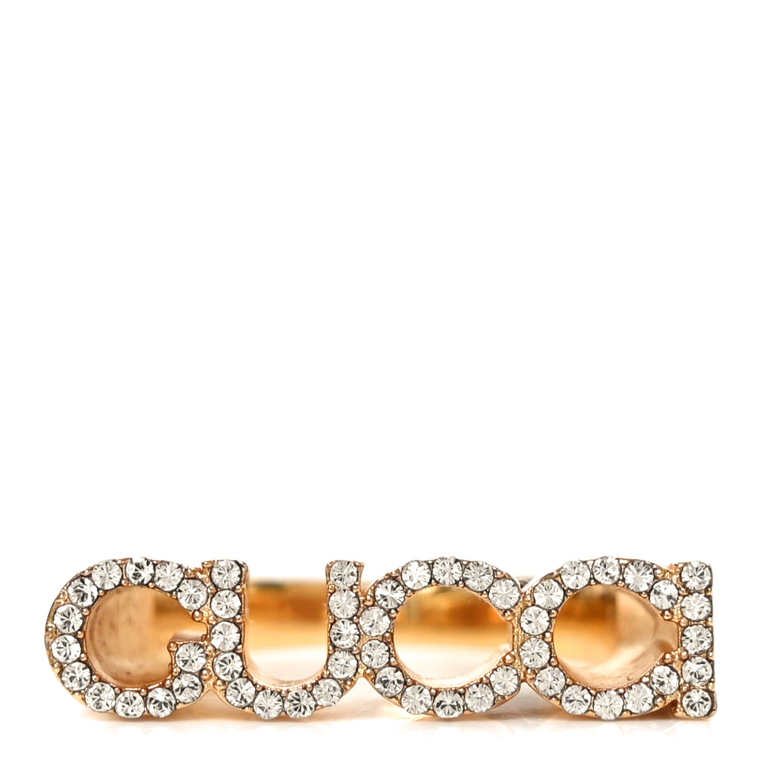Gucci Brass Crystal Logo Letter Ring S Gold 1858594 – FASHIONPHILE