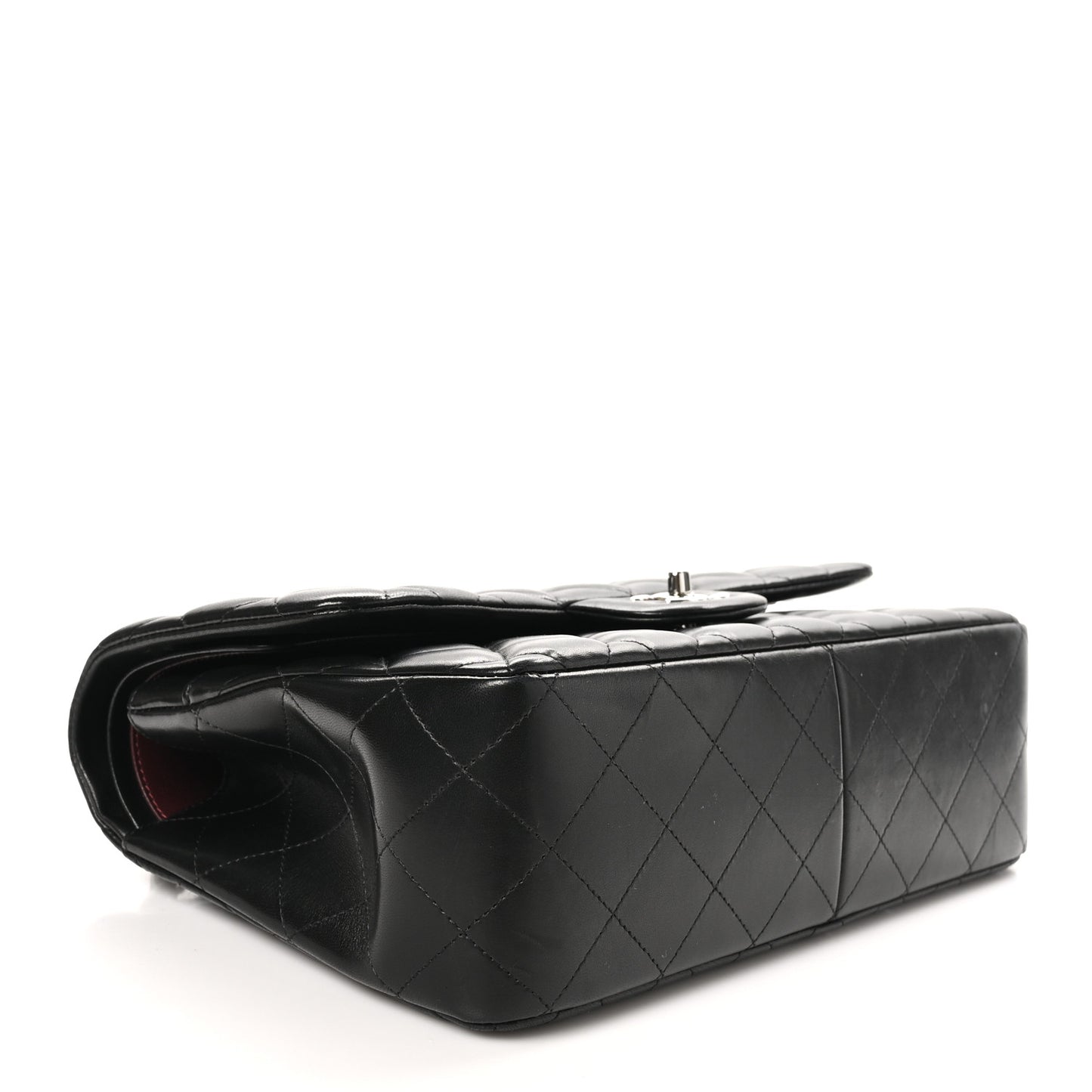 Lambskin Quilted Jumbo Double Flap Black