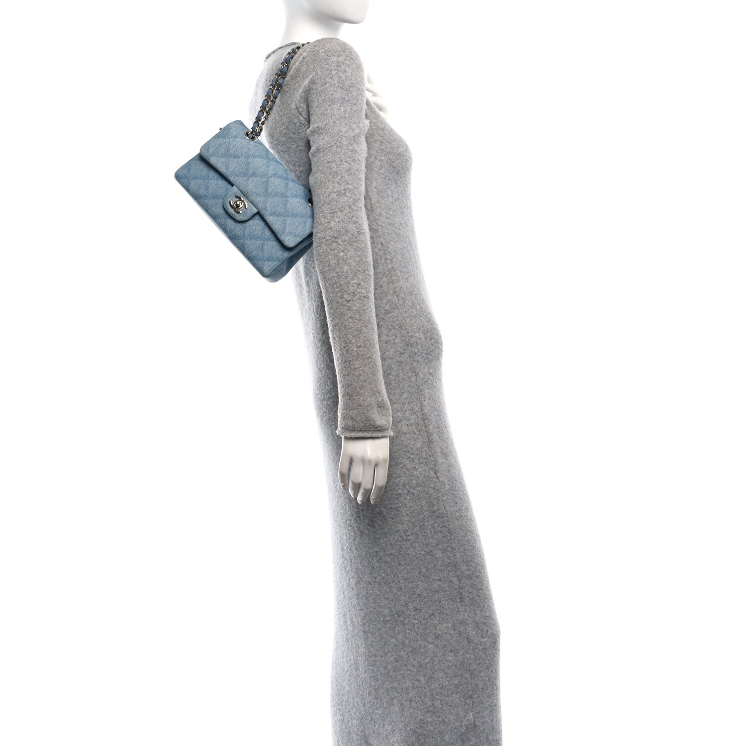 Chanel Printed Denim Quilted Mini Rectangular Flap Light Blue 2 of 10