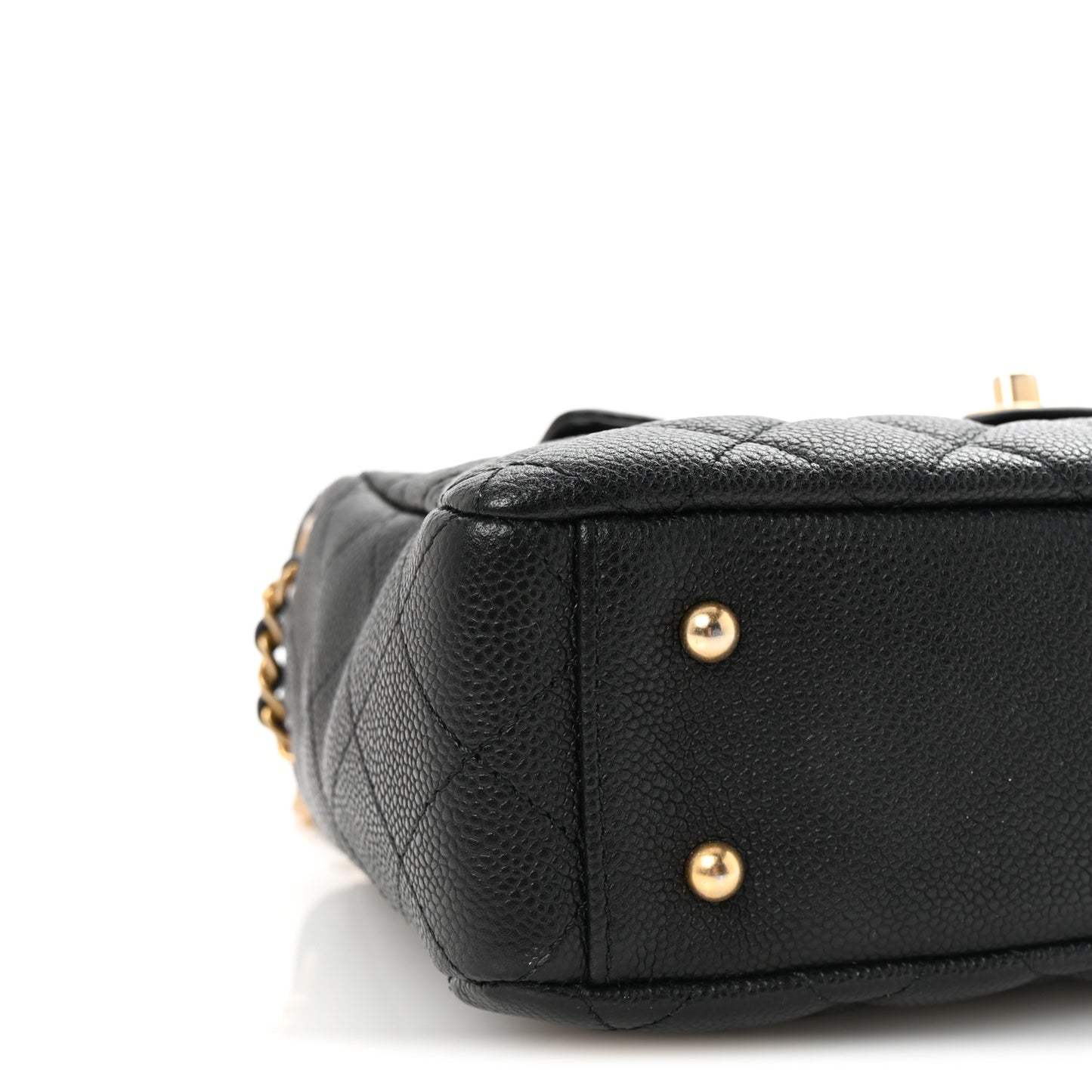 Caviar Calfskin Quilted Small Top Handle Flap Black