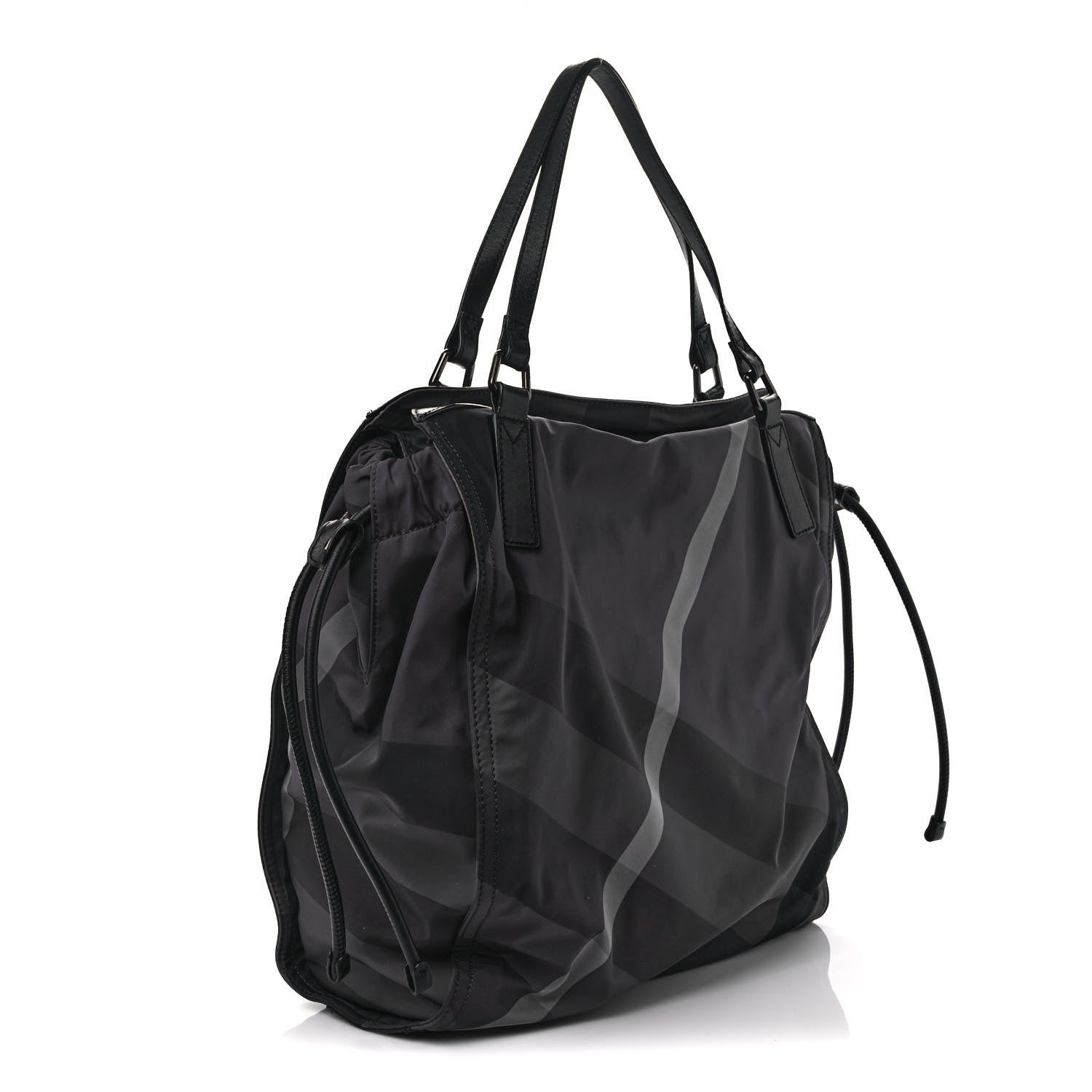 Burberry Nylon Check Buckleigh Packable Tote Charcoal 2 of 12