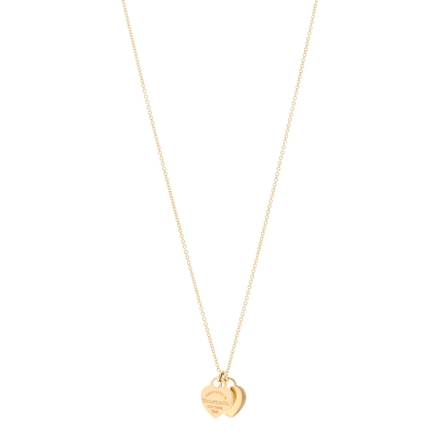 18K Yellow Gold Return to Tiffany Mini Double Heart Tag Pendant Necklace