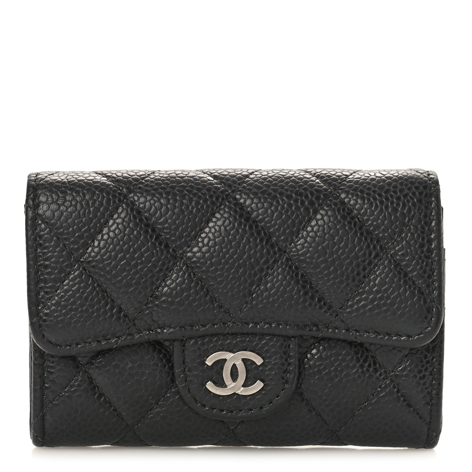 Chanel Caviar Quilted Flap Card Holder Wallet Black 1 of 9