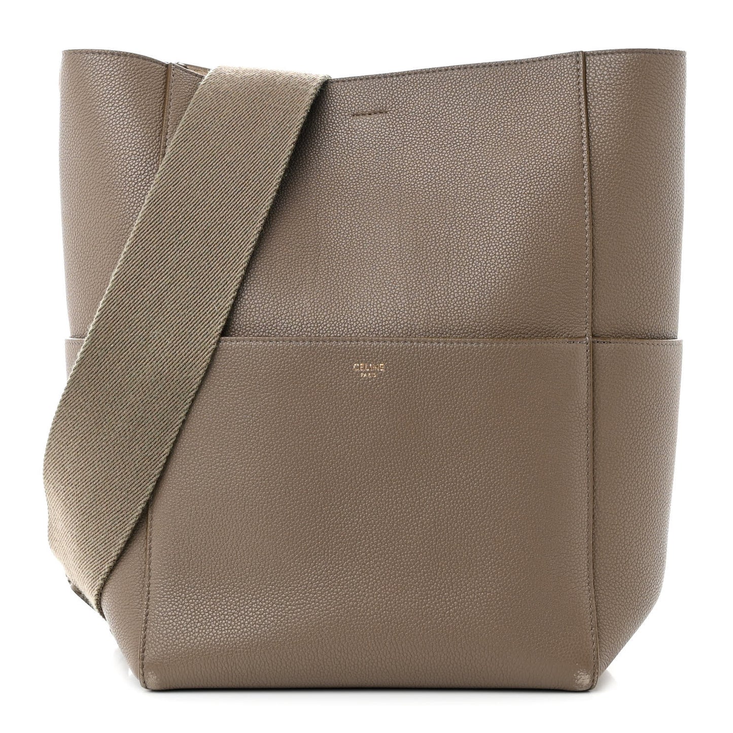 Soft Grained Calfskin Sangle Bucket Bag Taupe