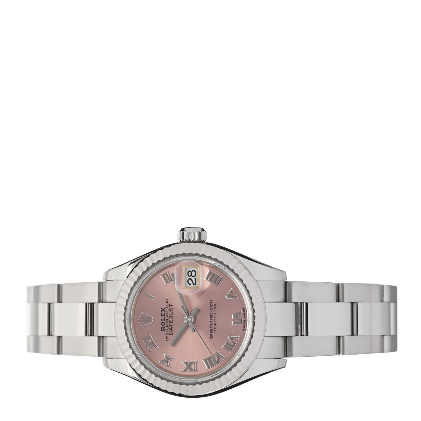 Stainless Steel 18K White Gold 28mm Oyster Perpetual Datejust Watch Pink Roman 279174