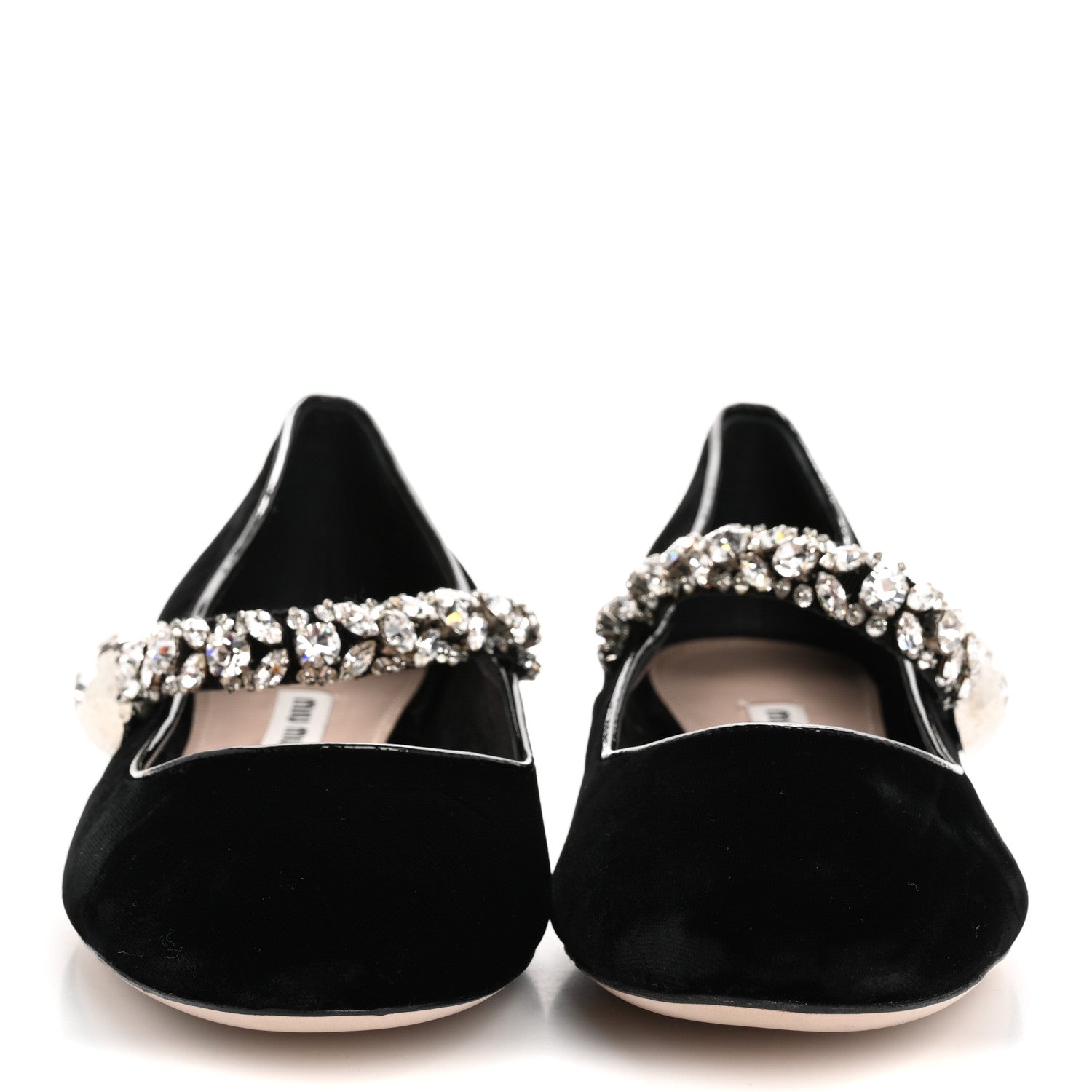 Miu Miu Velvet Crystal Mary Jane Flats 40 Black 3 of 9