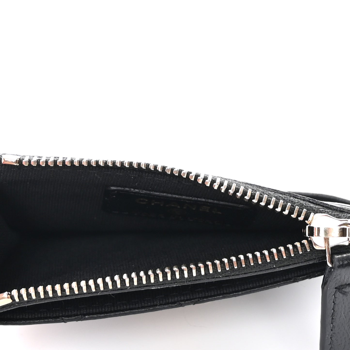 Lambskin Quilted Studded CC Zip Card Holder Black