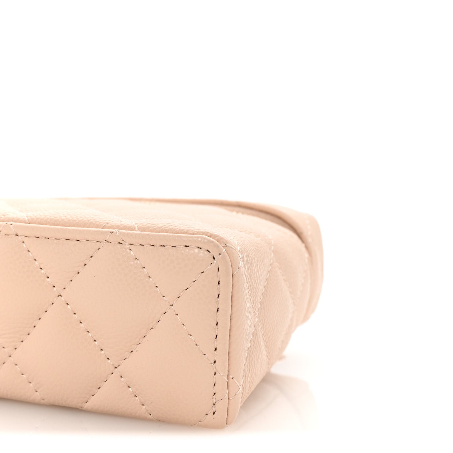Caviar Quilted Top Handle Slim Vanity With Chain Beige