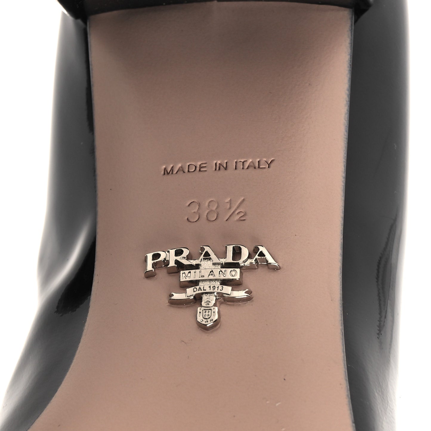 Patent Metal Triangle Logo 85mm Loafers 38.5 Black