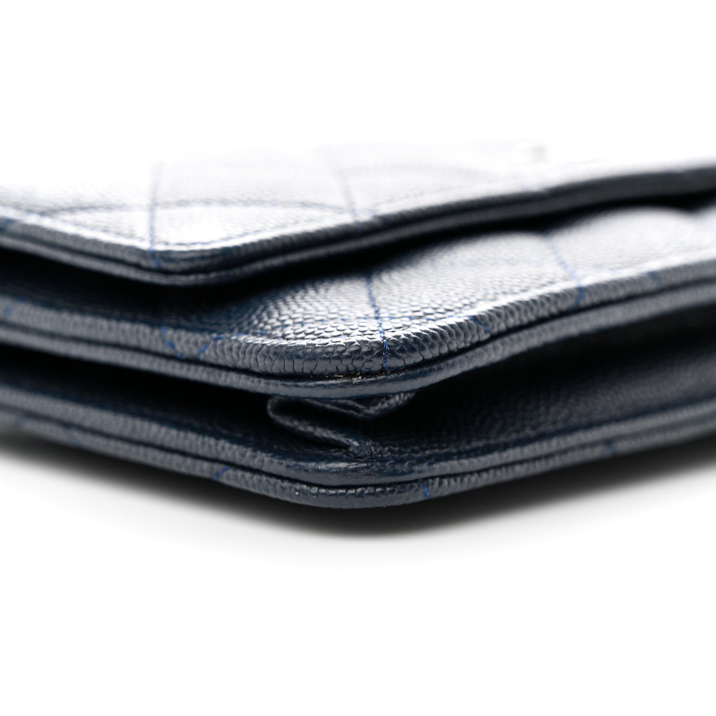Caviar Quilted Wallet on Chain WOC Navy
