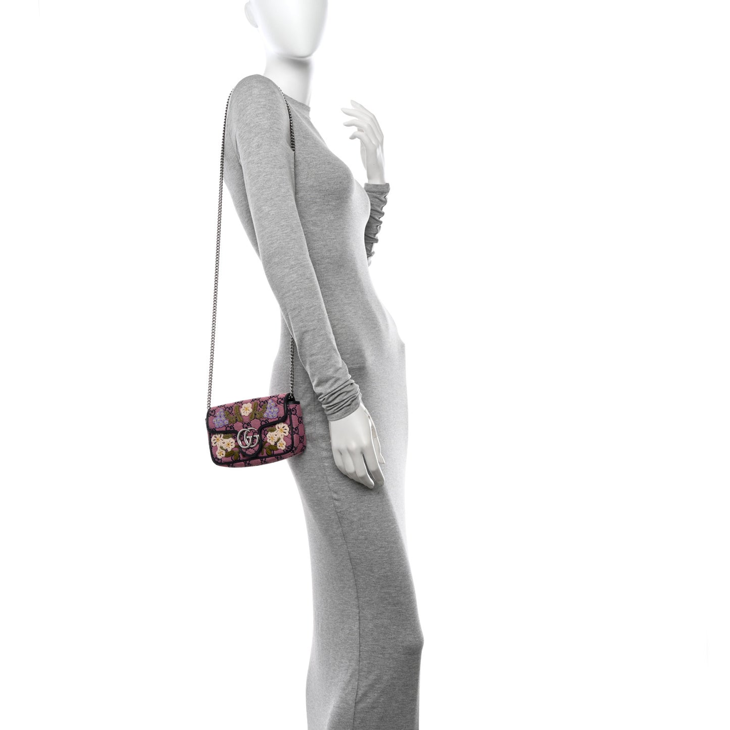 Monogram Multicolor Matelasse Diagonal Floral Embroidered Super Mini GG Marmont Shoulder Bag Pink Blue Ivory Green Lilac