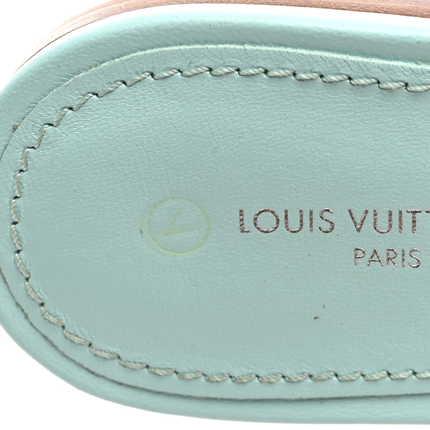 Lambskin Embossed Monogram Revival Flat Mules 37.5 Vert D'eau Green