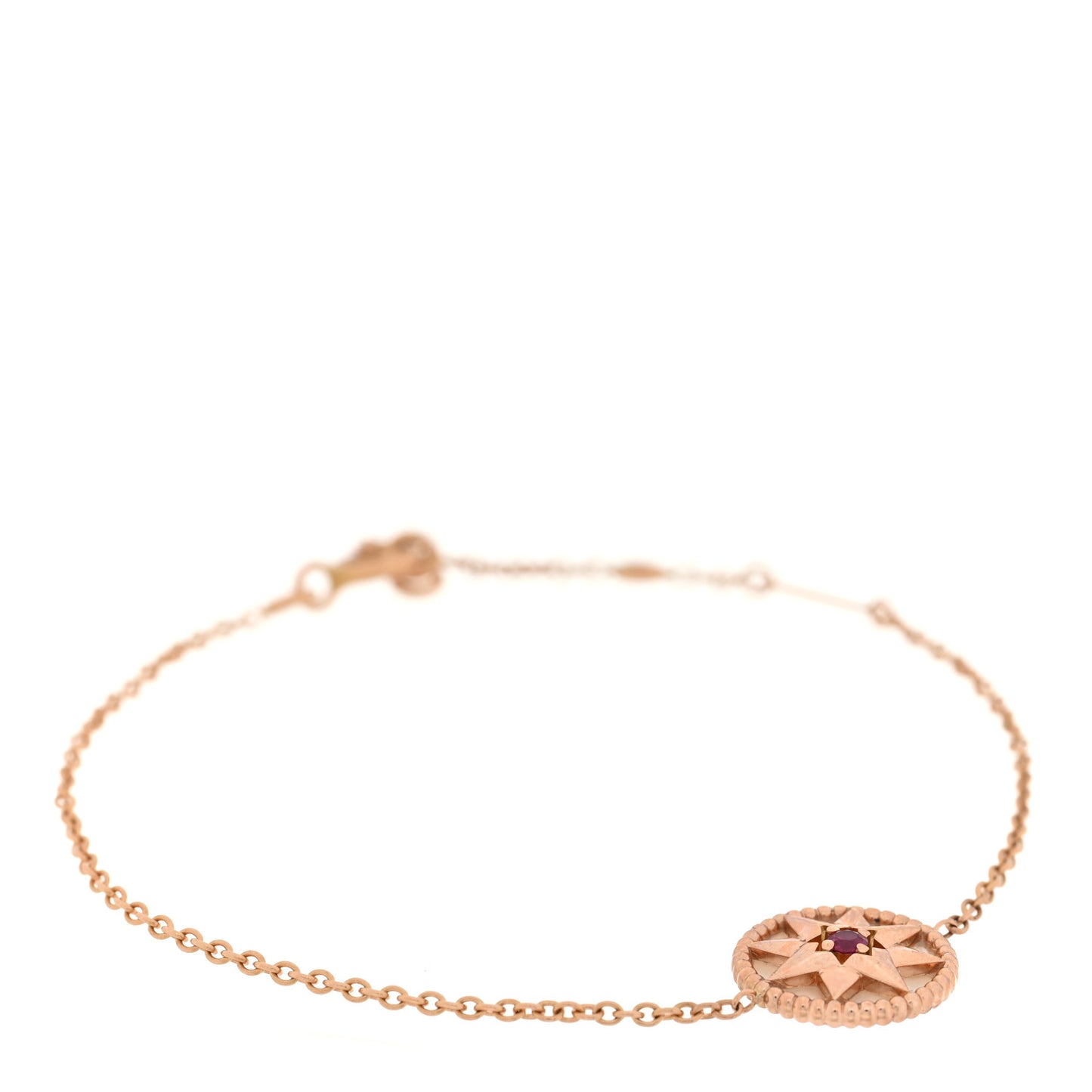 18K Rose Gold Ruby Mother of Pearl Rose Des Vents Bracelet