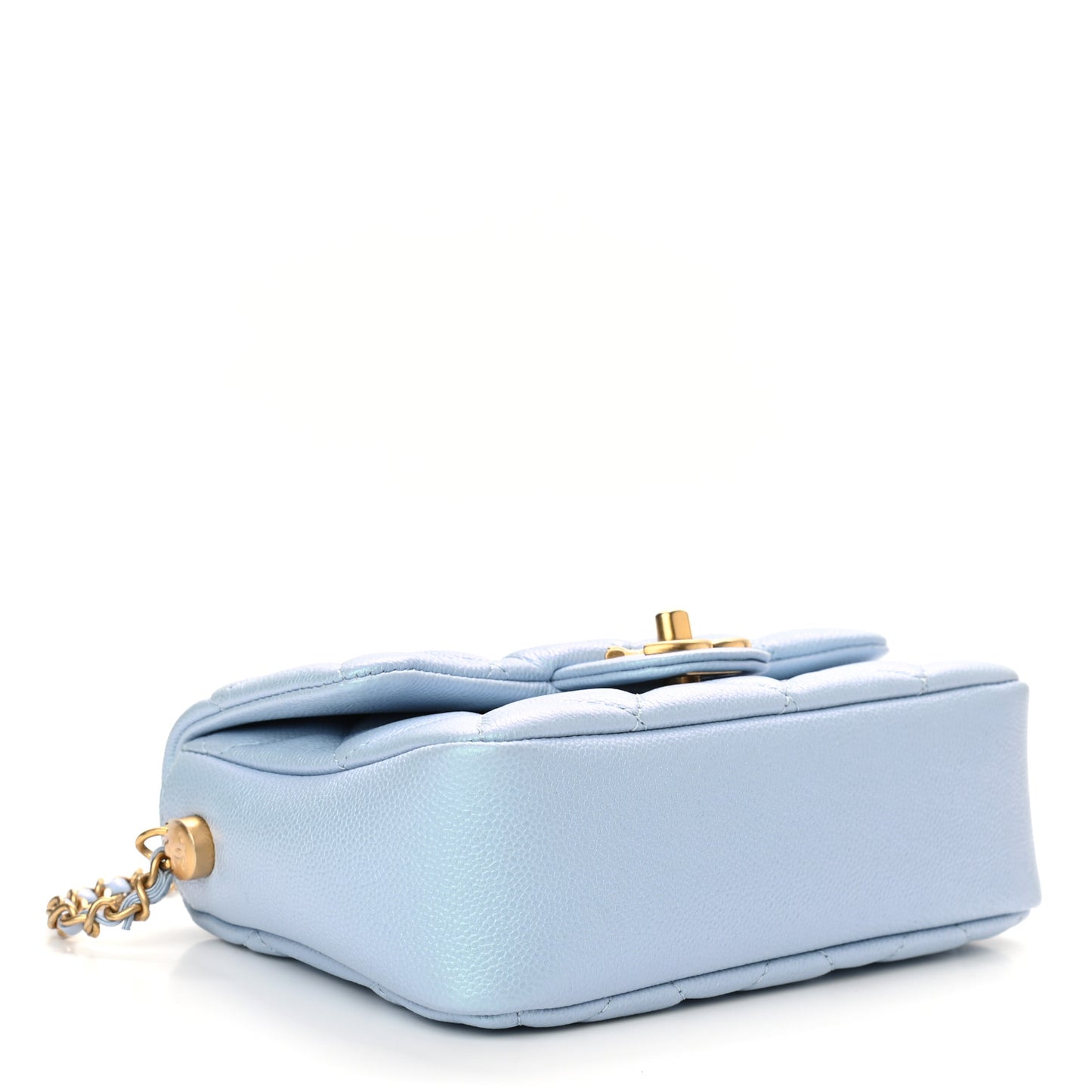 Iridescent Caviar Quilted Mini My Perfect Flap Light Blue