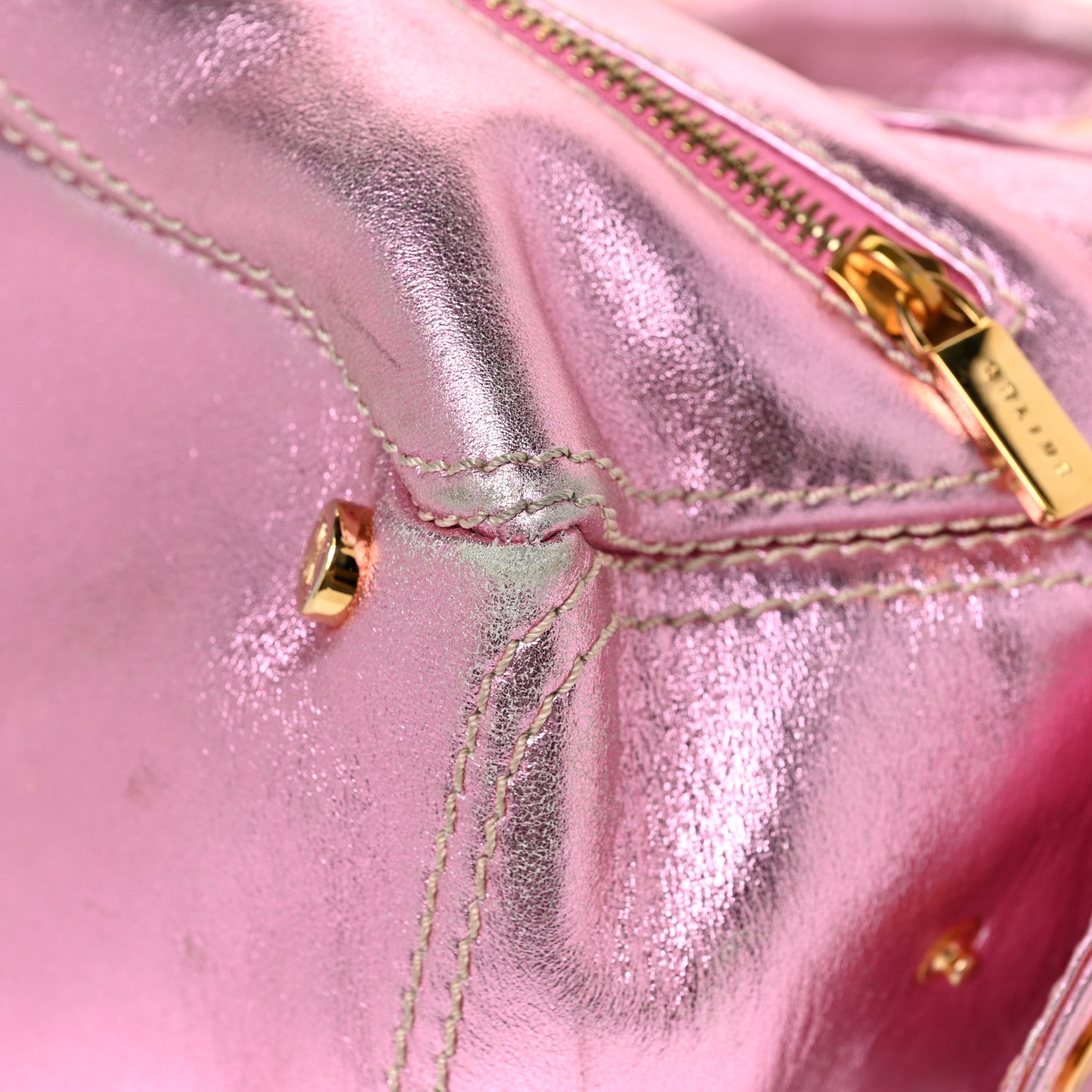 Celine Metallic Lambskin Quilted Boogie Satchel Pink 20 of 26