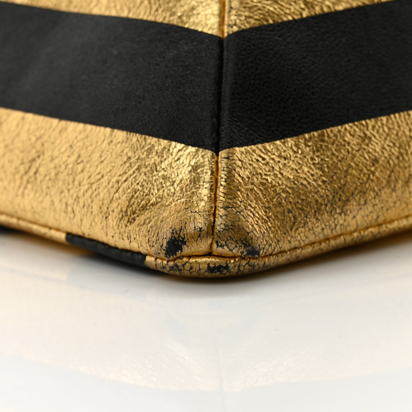 Metallic Lambskin CC Kheops Pyramid Bag Gold Black