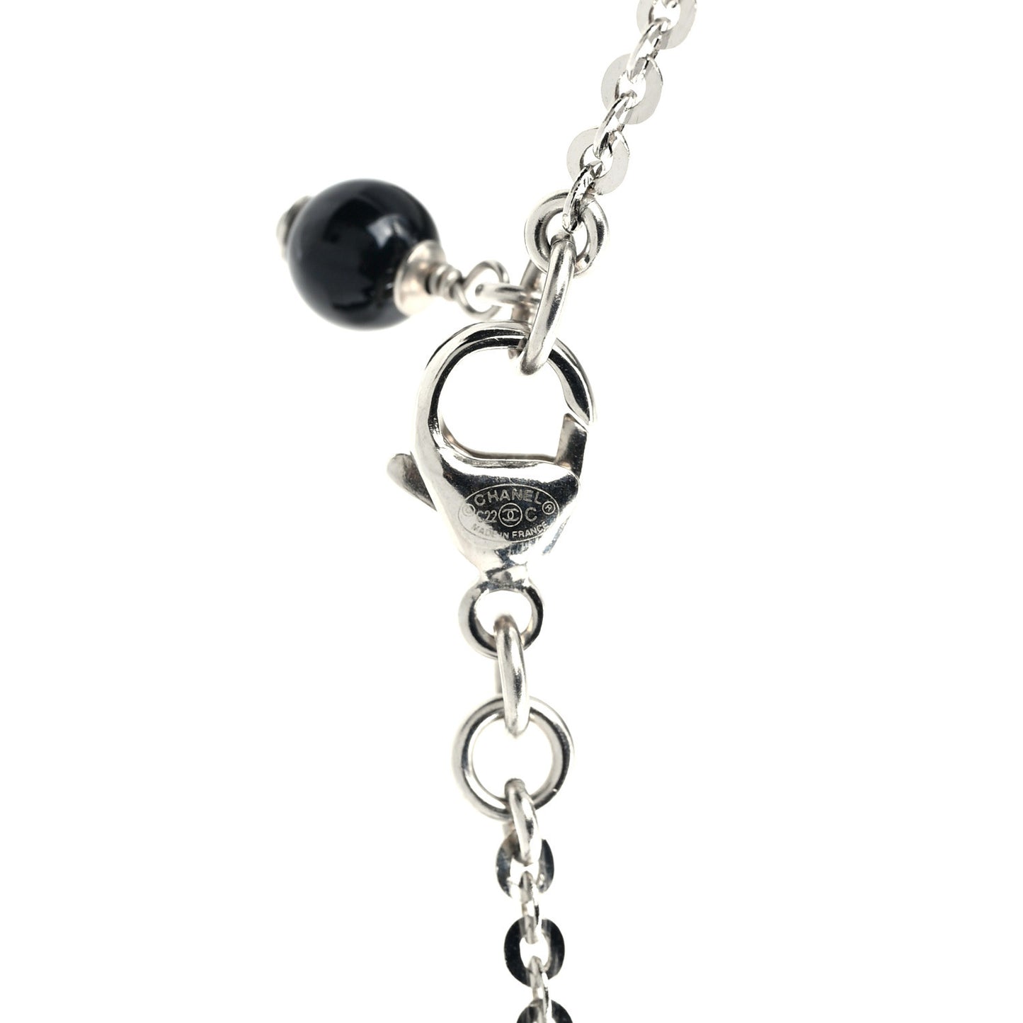 Crystal CC Pendant Necklace Silver