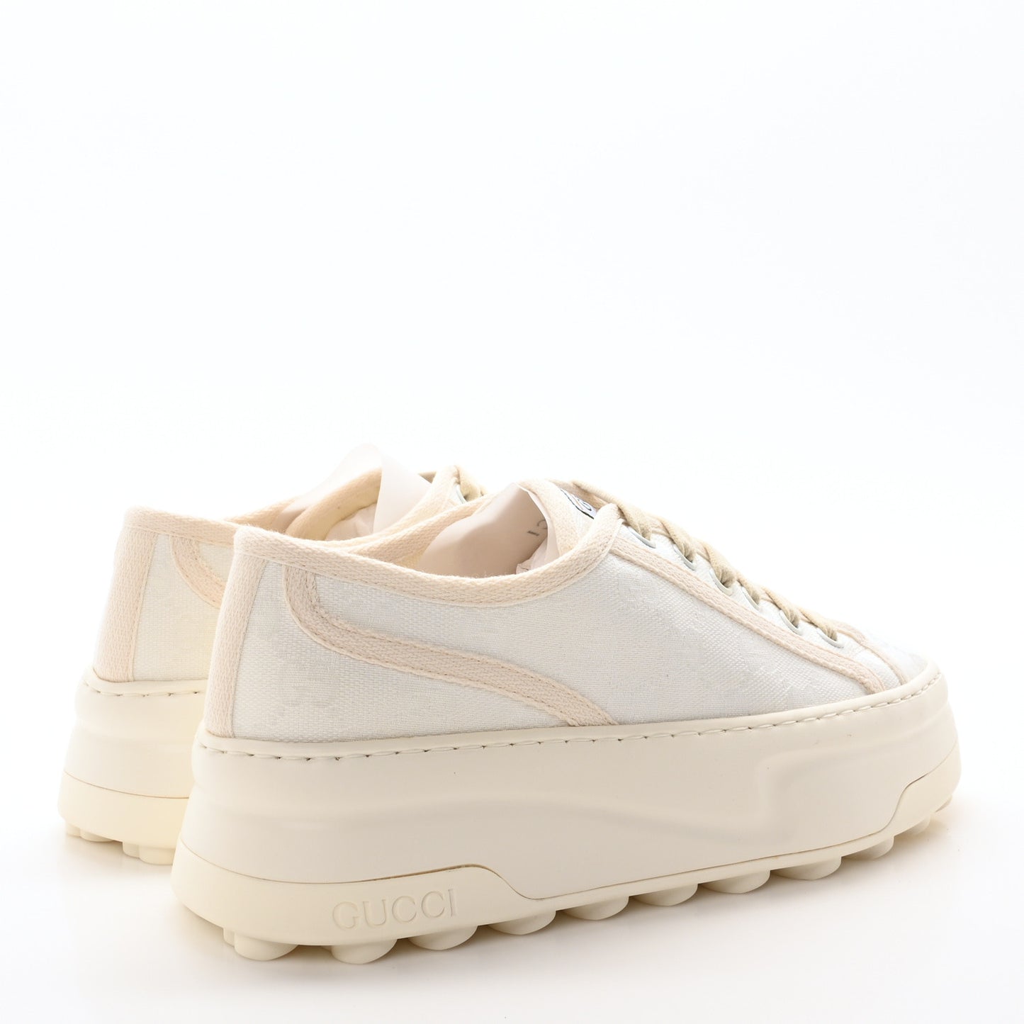 GG Monogram Womens 1977 Tennis Platform 52mm Sneakers 37 Great White Mystic White
