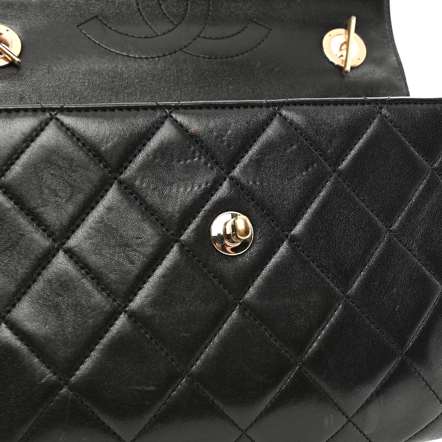 Lambskin Quilted Small Trendy CC Dual Handle Flap Bag Black