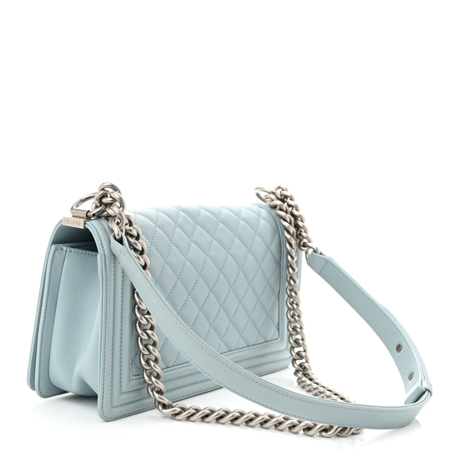 Chanel Calfskin Quilted Medium Boy Flap Light Blue 3 of 12
