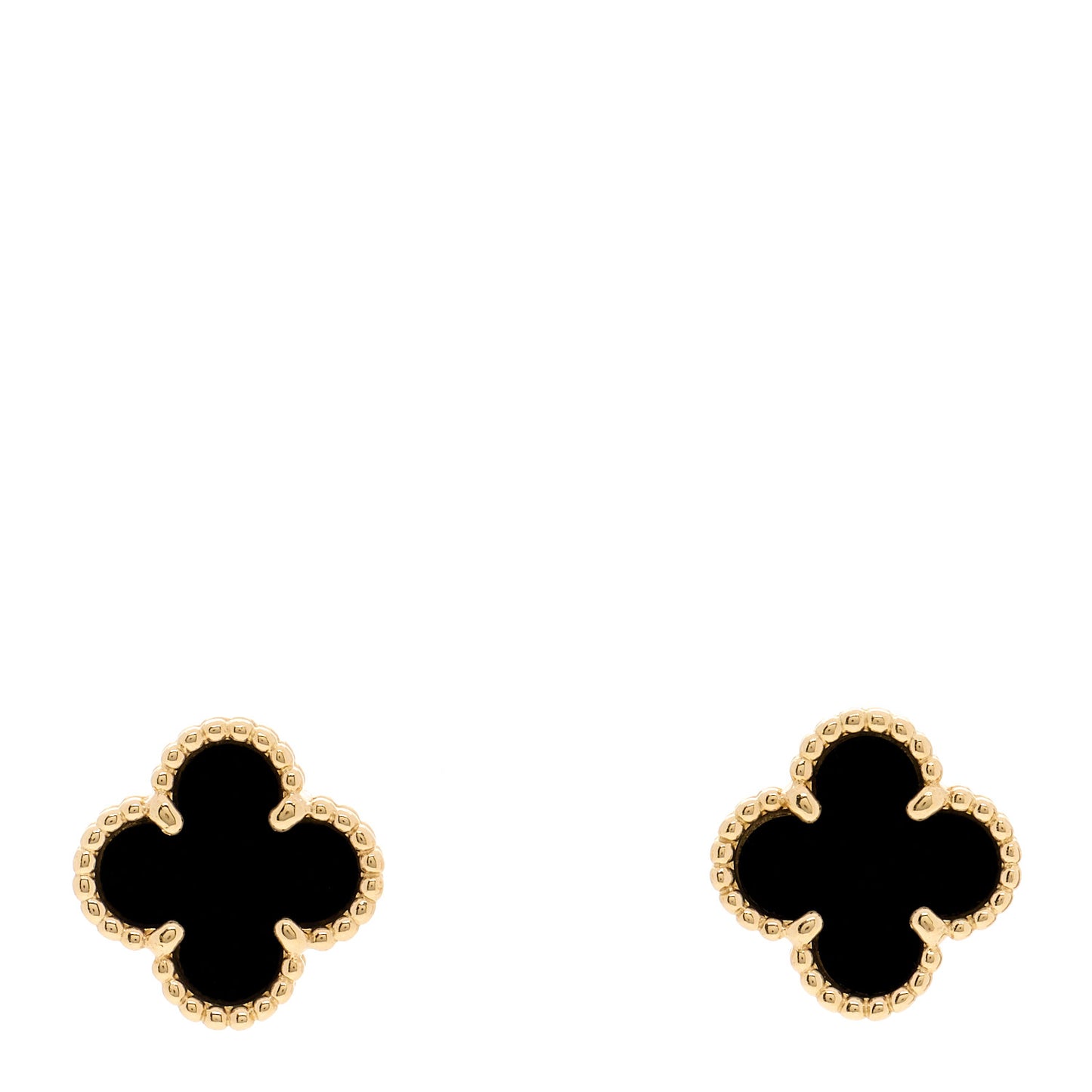 18K Yellow Gold Black Onyx Sweet Alhambra Earrings
