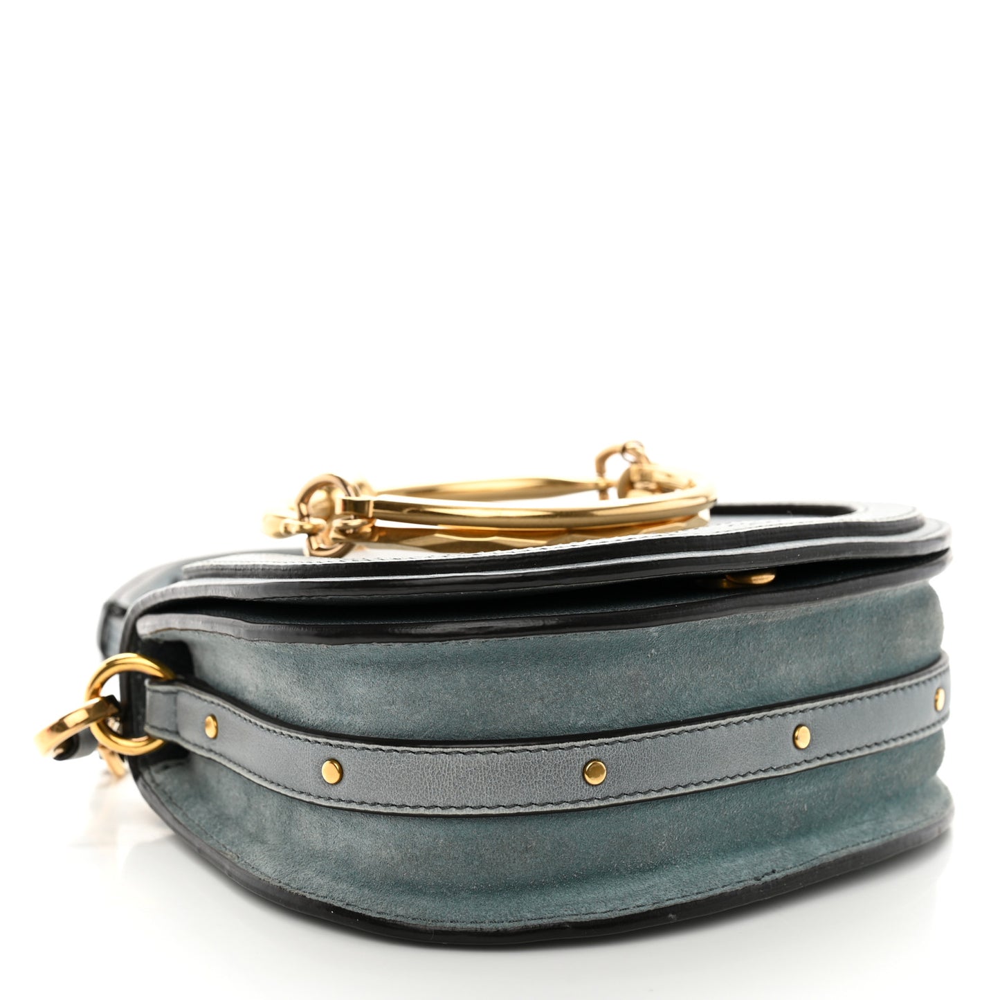 Calfskin Suede Small Nile Bracelet Bag Cloudy Blue