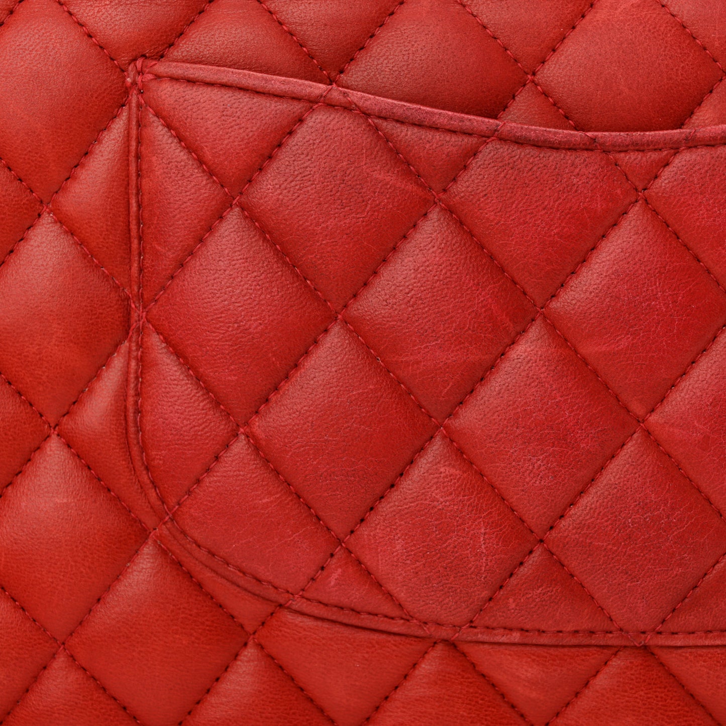 Lambskin Quilted Medium Double Flap Red