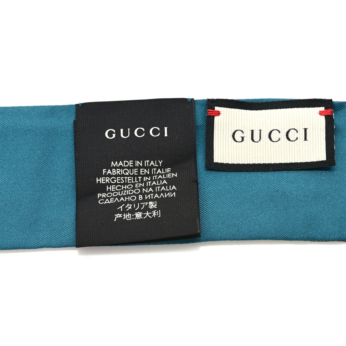 Silk Twill GG Monogram Special Flory Neck Bow Scarf Beige Sky Blue