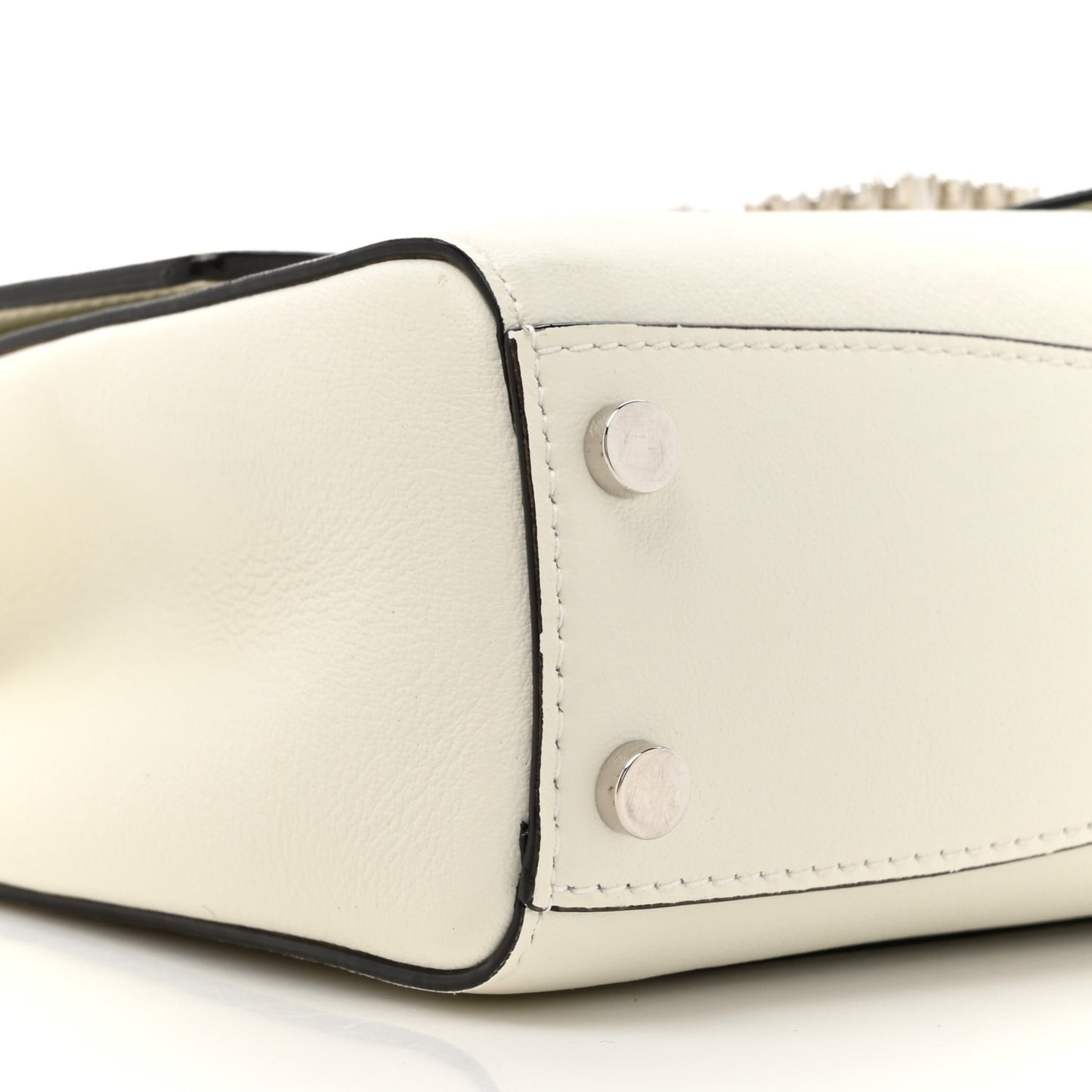 Calfskin Crystal Medium Cheri Top Handle Bag Milk