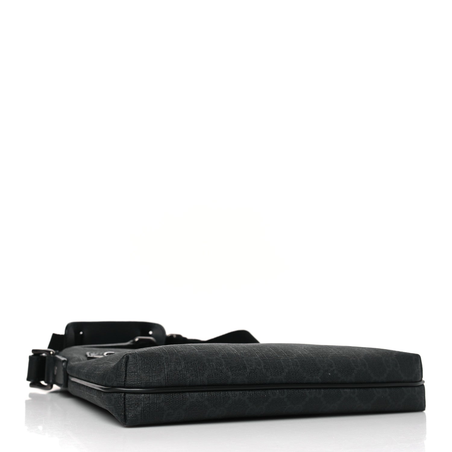 Gucci GG Supreme Monogram Flat Messenger Bag Black Grey 4 of 9