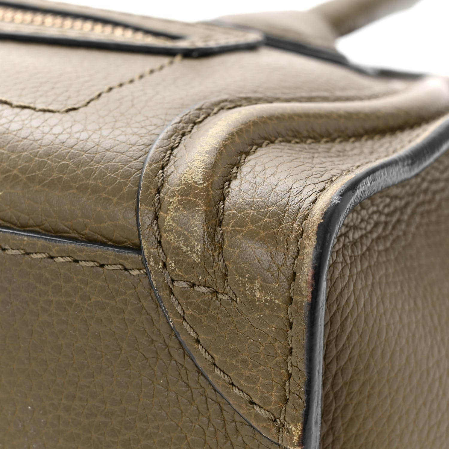 Celine Drummed Calfskin Nano Luggage Dark Olive 10 of 14
