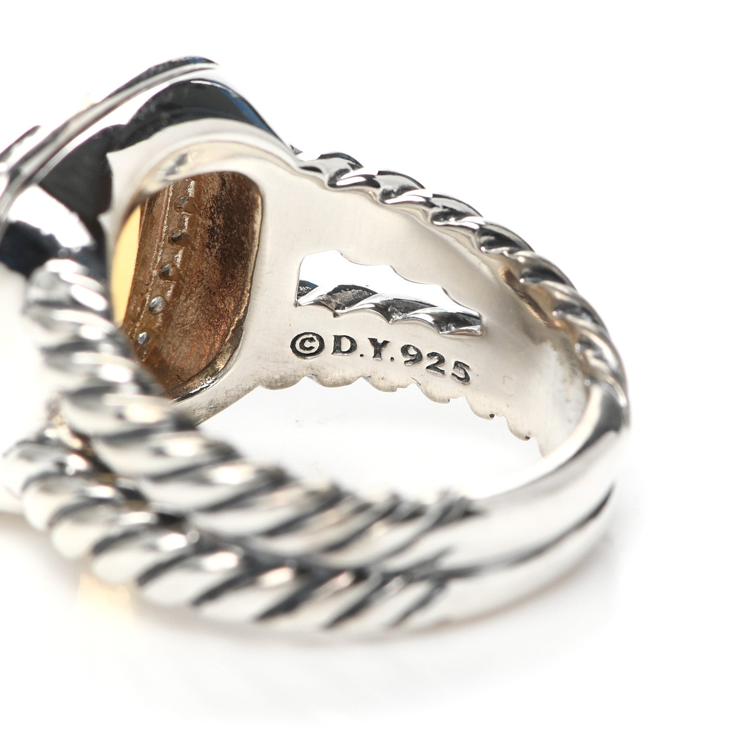 David Yurman Sterling Silver Diamond Citrine 11mm Albion Ring 51 5.75 5 of 6