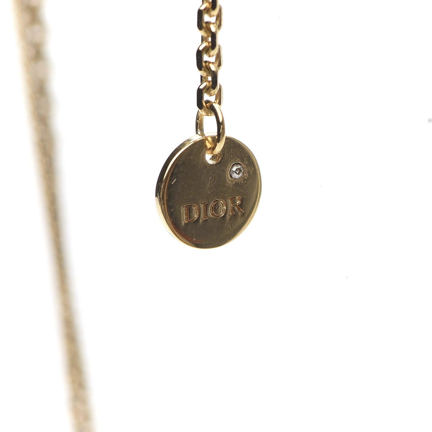 Metal Crystal Petit CD Double Necklace Gold