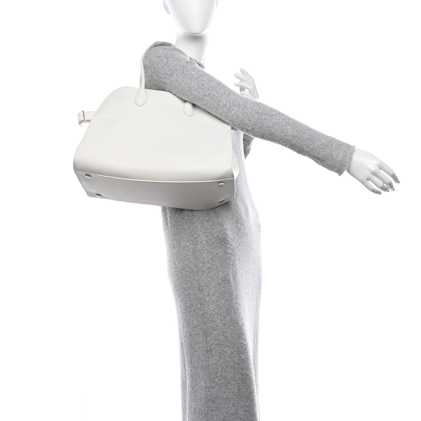 Matte Grained Calfskin Soft Margaux 15 White