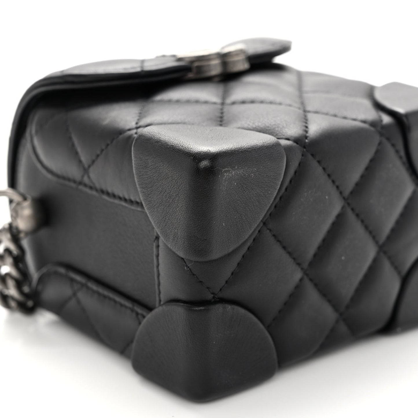 Lambskin Quilted Trunk Bag Black