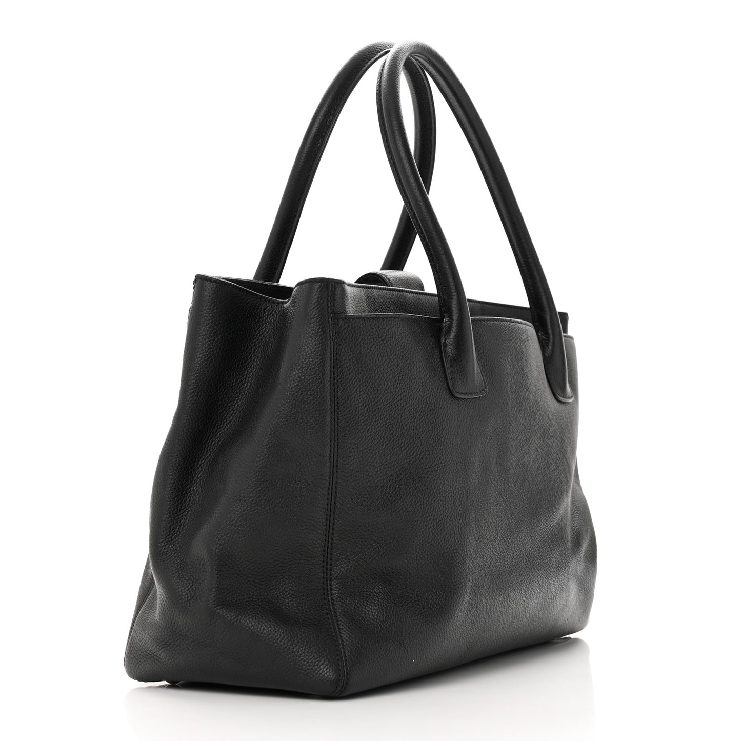 Calfskin Cerf Executive Shopper Tote Black
